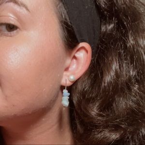 ❤️‍🔥BOGO FREE NEW Handmade Natural Blue Stone Crystal Dangle Drop Earrings